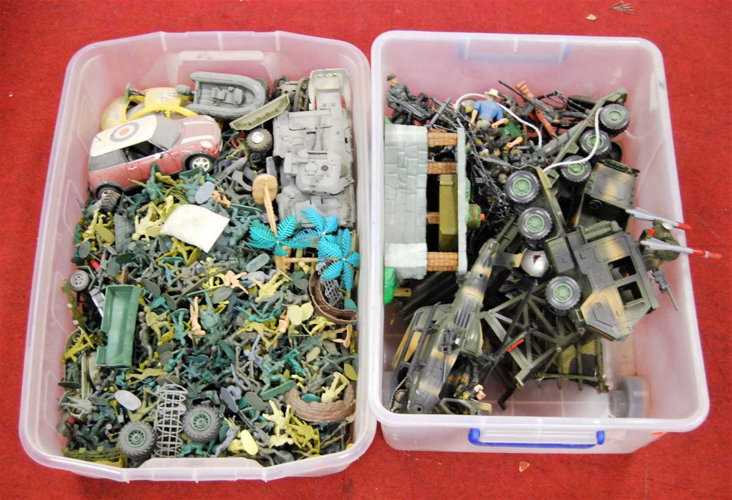Lot 179 - A collection of modern plastic army men and...