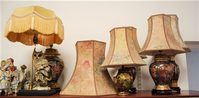 Lot 18 - A pair of modern ceramic table lamps each of...