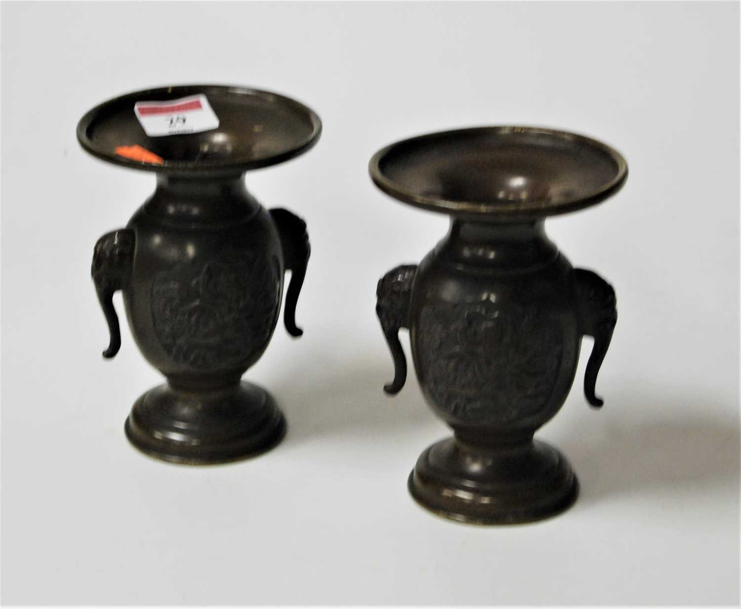 Lot 29 - A pair of modern Chinese bronze vases of...