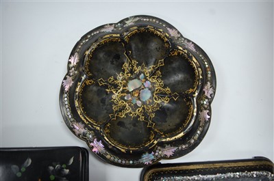 Lot 32 - A Victorian black lacquered and...