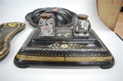 Lot 32 - A Victorian black lacquered and...