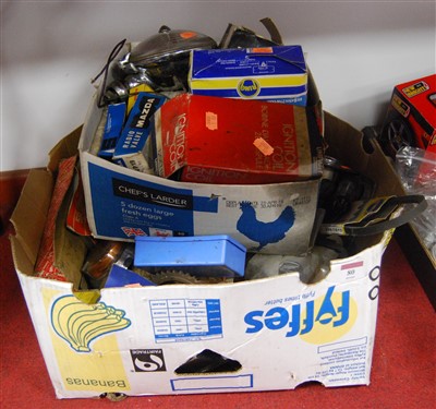 Lot 80 - A box of miscellaneous car parts and...