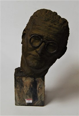 Lot 97 - A composition bust of a male wearing glasses,...