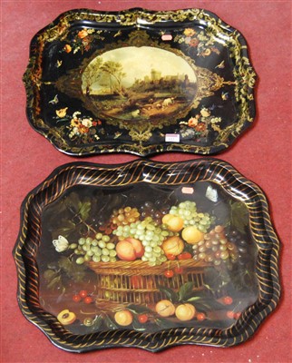 Lot 112 - Two modern Toleware style trays, each of...