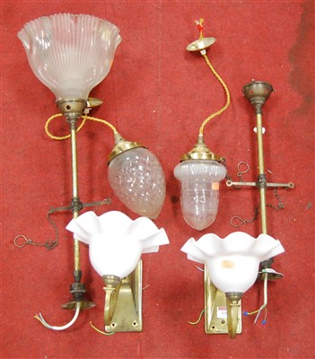 Lot 138 - A pair of brass single sconce wall light...