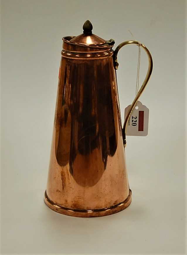 Lot 220 - An early 20th century WAS Benson copper jug of...
