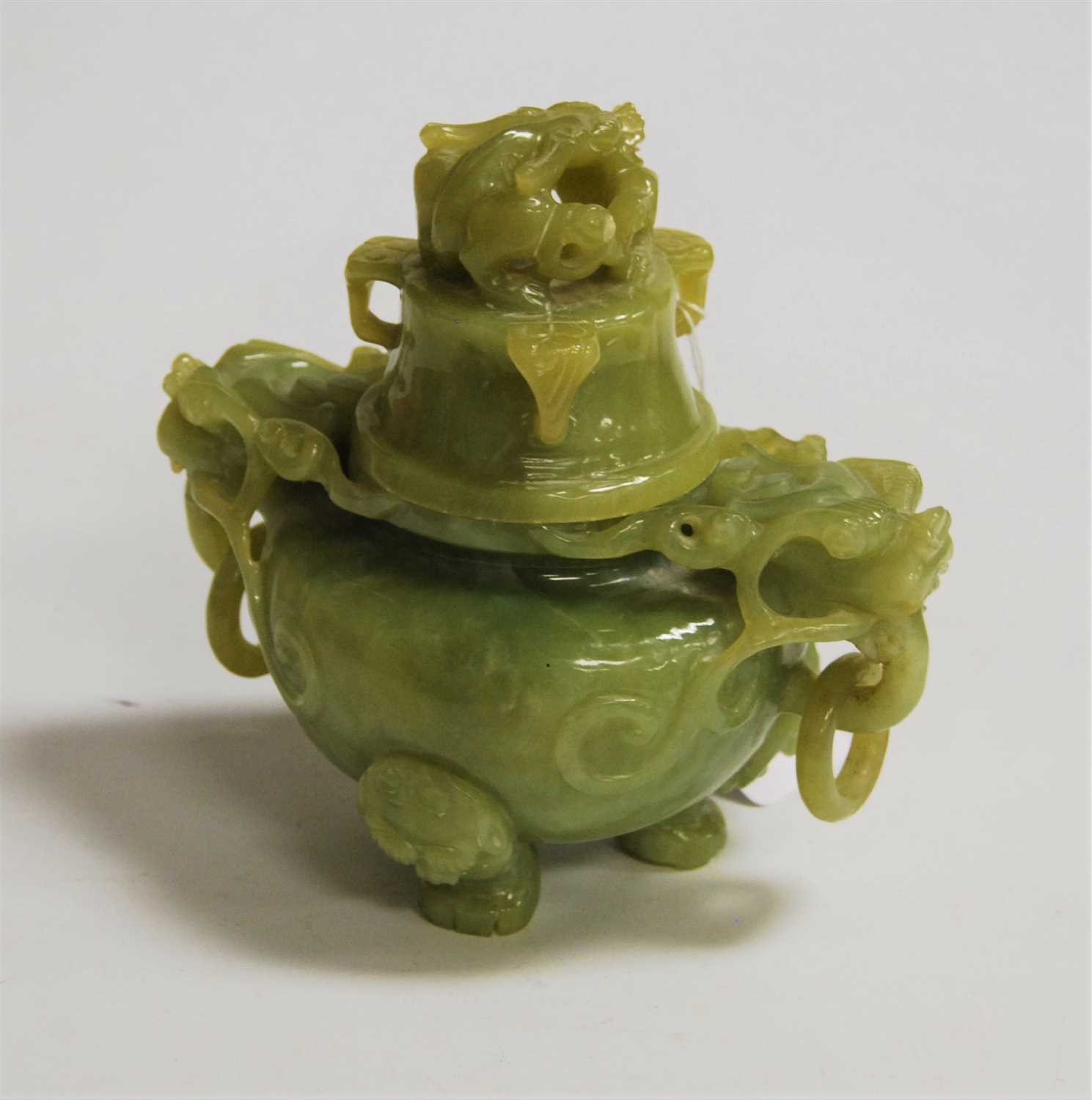 Lot 228 - A reproduction Chinese carved jade style koro...