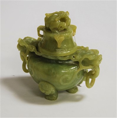 Lot 228 - A reproduction Chinese carved jade style koro...