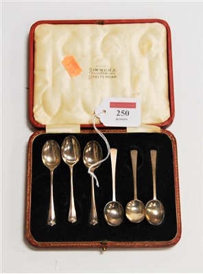 Lot 250 - A set of six mid-20th century silver coffee...