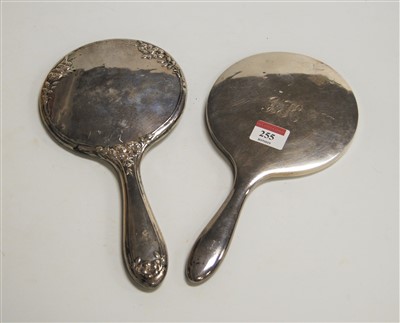 Lot 255 - A Victorian silver backed hand mirror;...