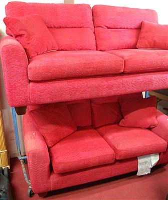 Lot 1110 - A contemporary red floral upholstered...