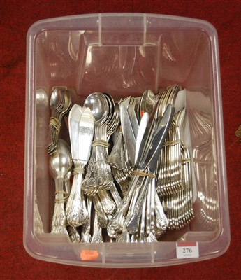 Lot 276 - A collection of loose silver plated flatware,...