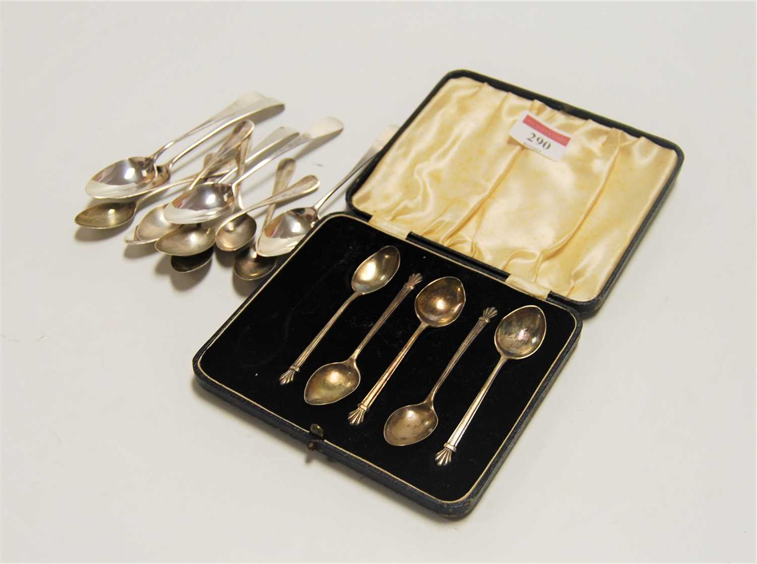 Lot 290 - A cased set of five George V silver coffee...