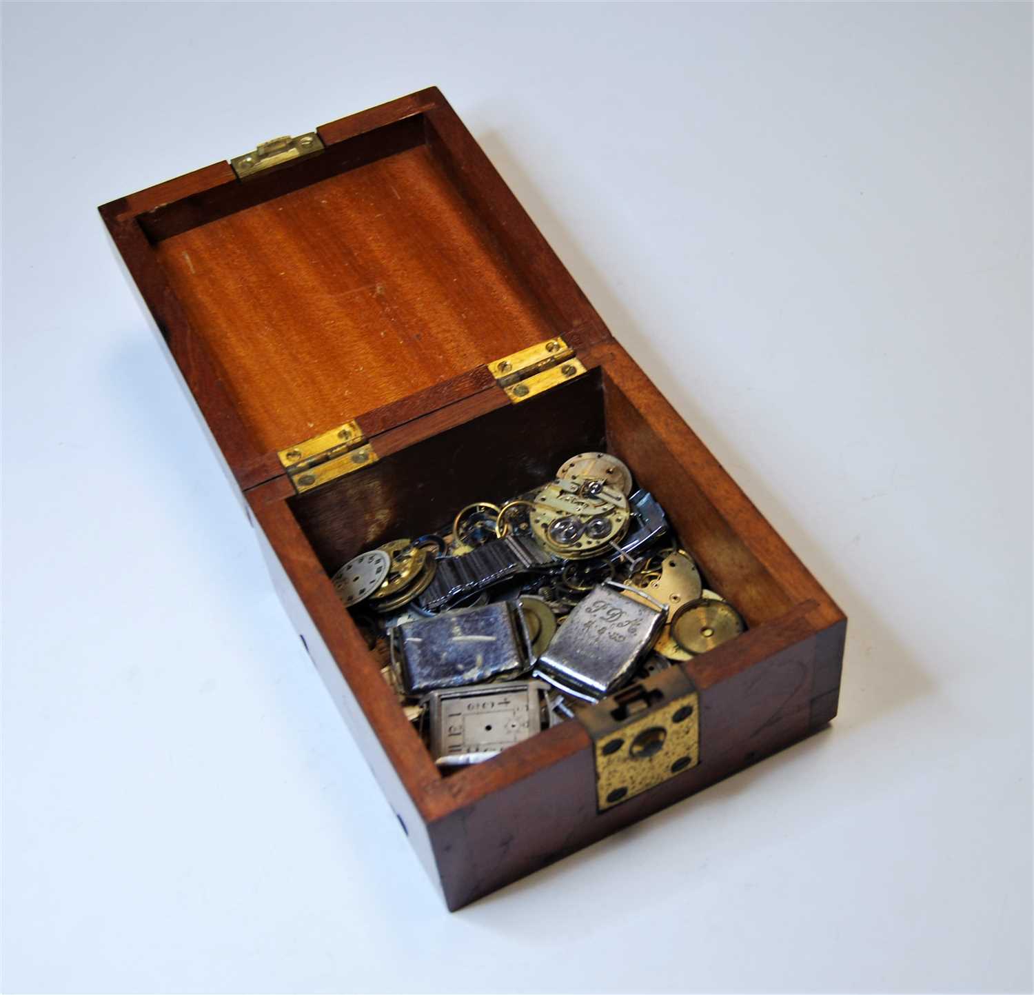 Lot 298 - A small mahogany box with contents to include...