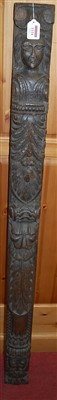 Lot 1114 - A relief carved oak narrow wall panel, 145 x...