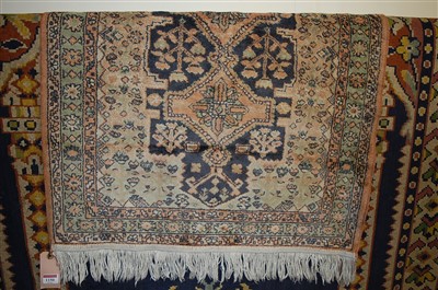 Lot 1150 - A small Persian silk hall rug, 105 x 69cm