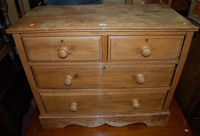 Lot 1185 - A Victorian pine low chest, of two short over...