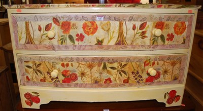 Lot 1187 - A painted and floral print decorated low...