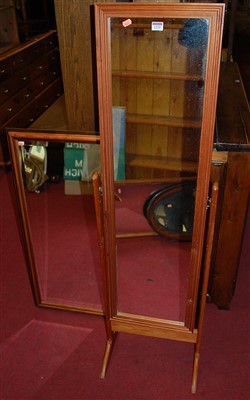 Lot 1235 - A modern pine cheval mirror; together with a...