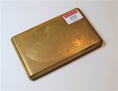 Lot 331 - A brass pocket cigarette case, the hinged...
