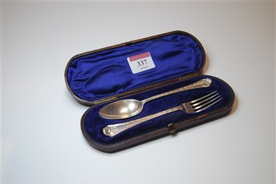 Lot 337 - A George V silver christening fork and spoon...