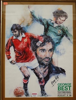 Lot 1015 - A signed George Best poster print, advertising...
