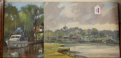 Lot 1036 - David Griffin - Rye town, oil on canvas,...