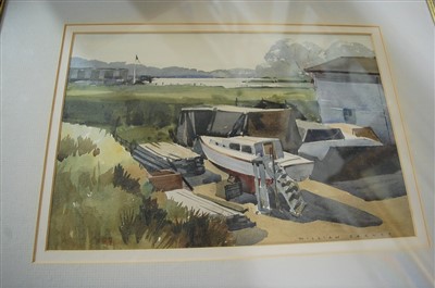 Lot 1038 - William Barnes - The Boatyard, watercolour,...