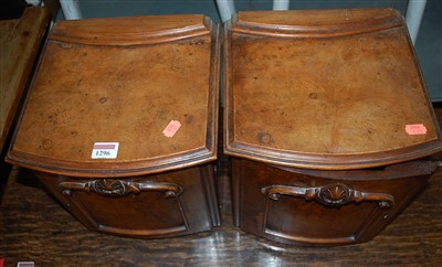 Lot 1296 - A pair of Victorian figured walnut bowfront...