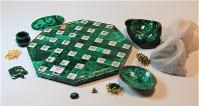 Lot 369 - A malachite solitaire board, with malachite...