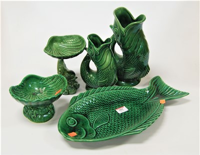 Lot 383 - A graduated pair of Dartmouth pottery fish...