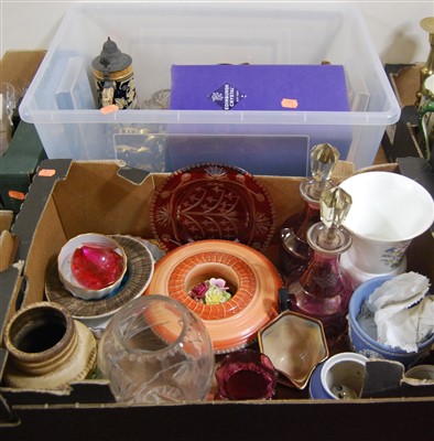 Lot 409 - Three boxes of miscellaneous china and glass...