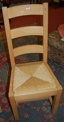 Lot 1317 - A set of six contemporary beech ladderback...