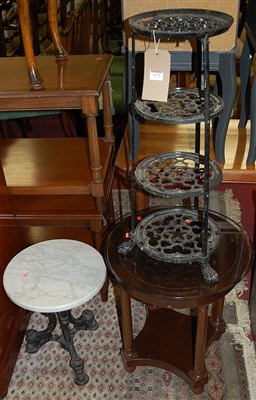 Lot 1371 - Occasional furniture to include; a black...