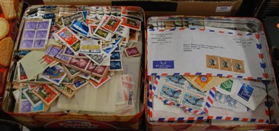 Lot 507 - Three tins of mixed kiloware stamps