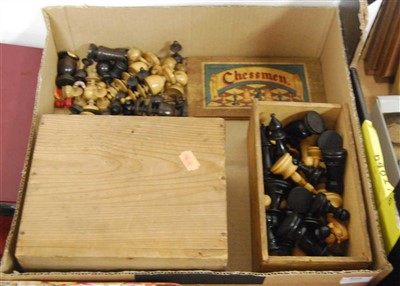 Lot 509 - A turned boxwood and ebony chess set, in the...