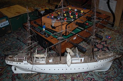 Lot 1477 - A kit built model of a triple mast boat