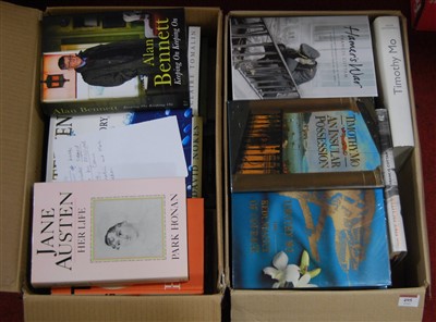 Lot 495 - Two boxes of books to include signed copies by...