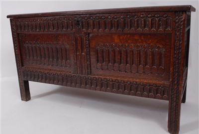 Lot 2513 - A late 17th century joined oak coffer, the two...