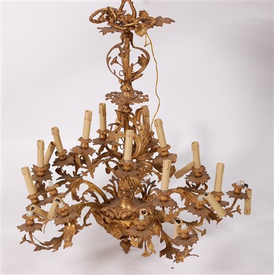 Lot 2488 - A Rococo style gilt metal 25-light electrolier,...