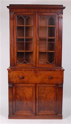 Lot 2489 - A William IV mahogany secretaire bookcase, the...