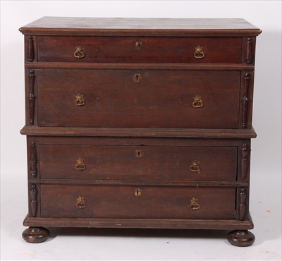 Lot 2491 - A circa 1700 and later oak chest, as an...