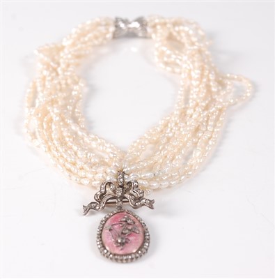 Lot 2150 - A ten row twisted baroque freshwater pearl...
