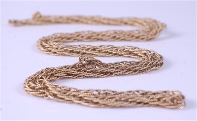 Lot 2128 - An 18ct yellow gold multi-strand necklet, with...