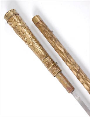 Lot 174 - A 19th century Chinese brass sword stick
