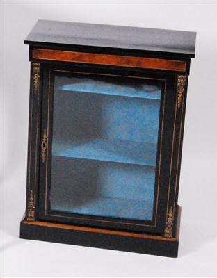 Lot 2585 - A late Victorian ebonised amboyna pier cabinet,...