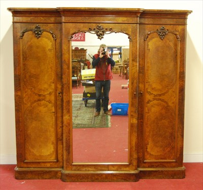 Lot 2543 - A Victorian figured walnut breakfront fitted...