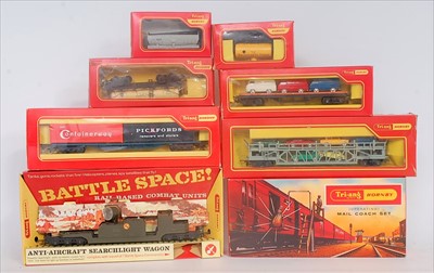 Lot 648 - 8 Triang Hornby wagons including R342 "Tiarwag"...