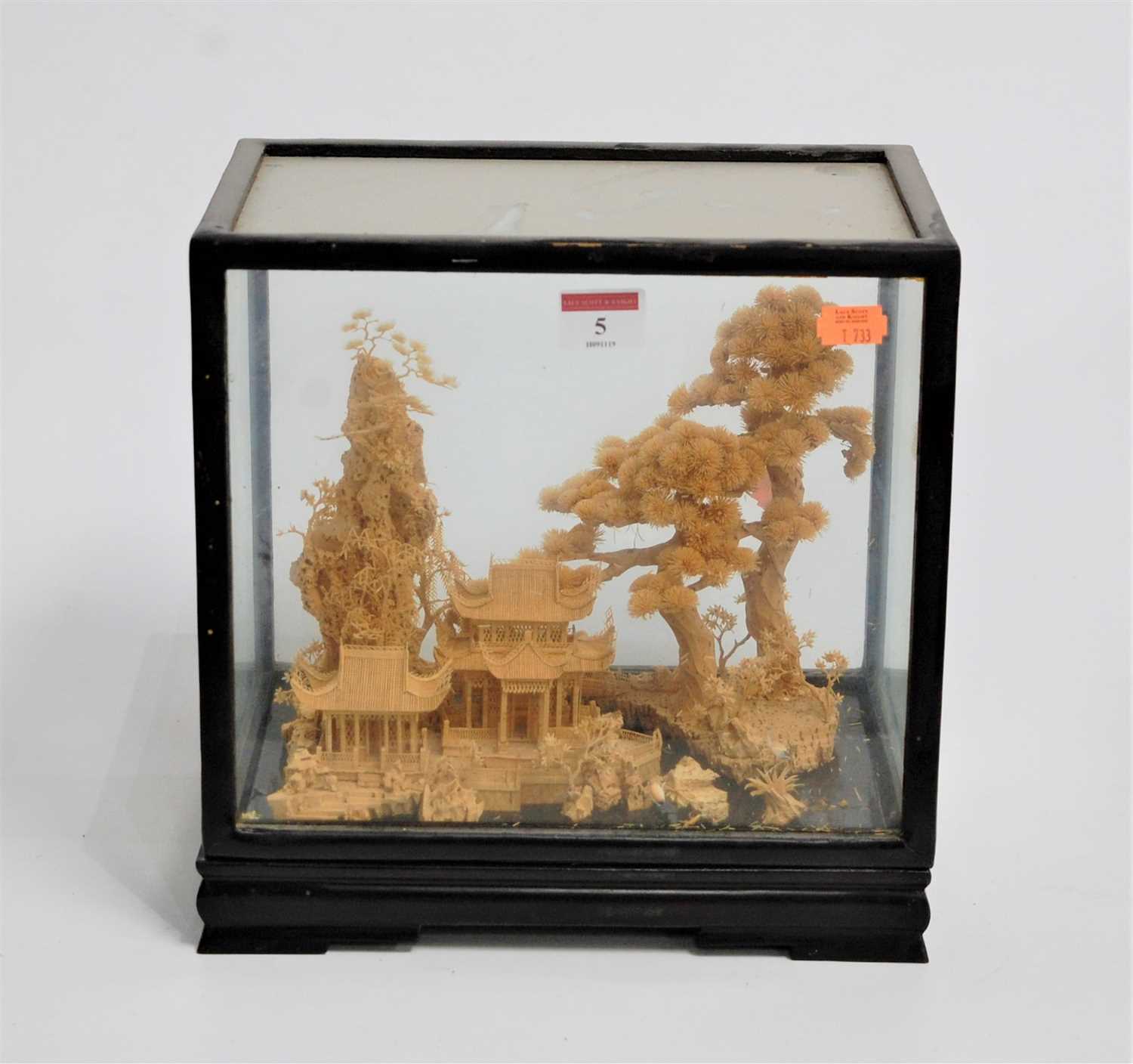 Lot 5 - An early 20th century Chinese cork diorama,...