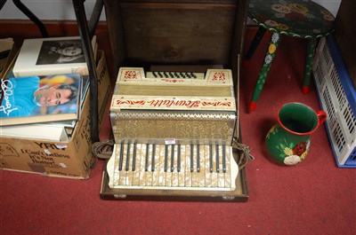Lot 101 - A continental mother of pearl effect piano...